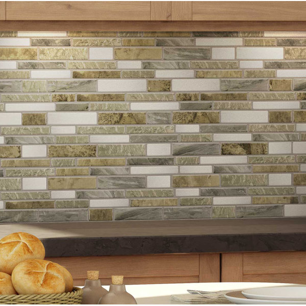 MosaicTileOutlet 12" x 12" Vinyl Peel & Stick Mosaic Tile in Beige/Gold